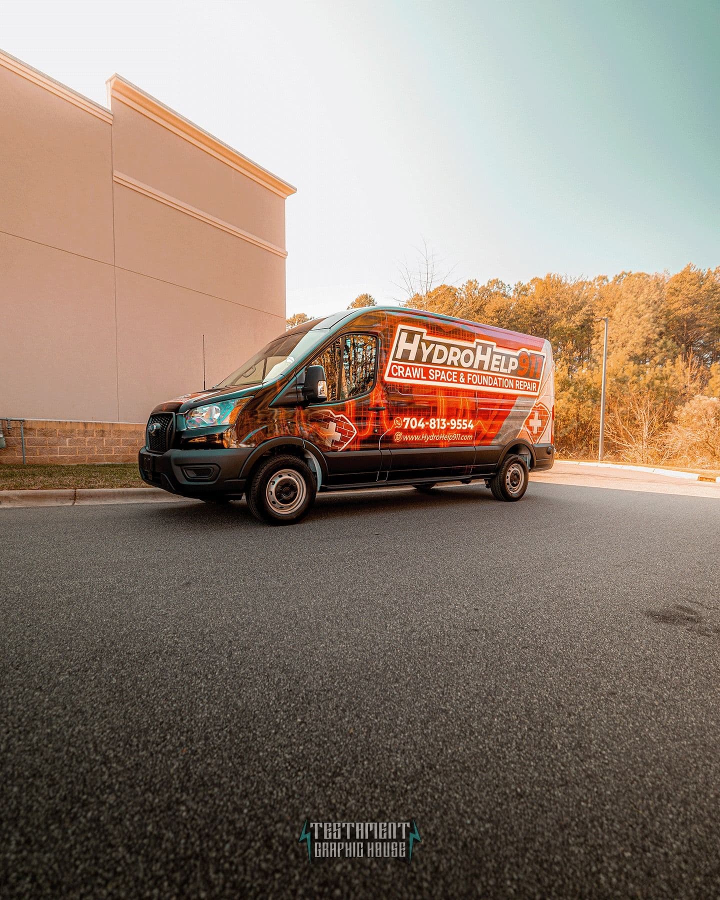 HydroHelp911 Ford Transit — Custom Design Printed Commercial Wrap by Testament Graphic House